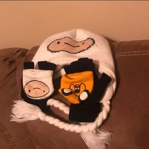Adventure Time Hat and Fingerless Gloves